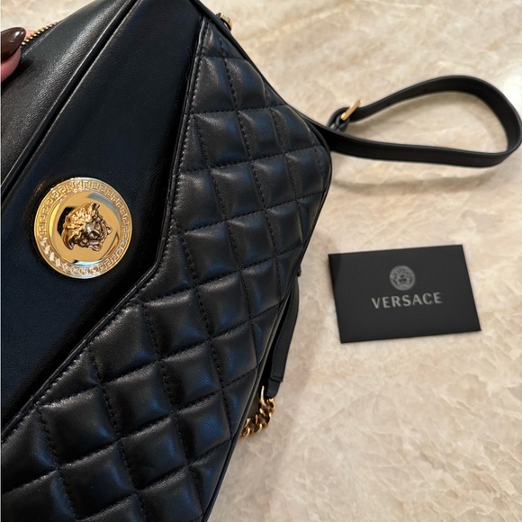 Versace Small Quilted Black Leather Camera Bag - Picture 7 of 7